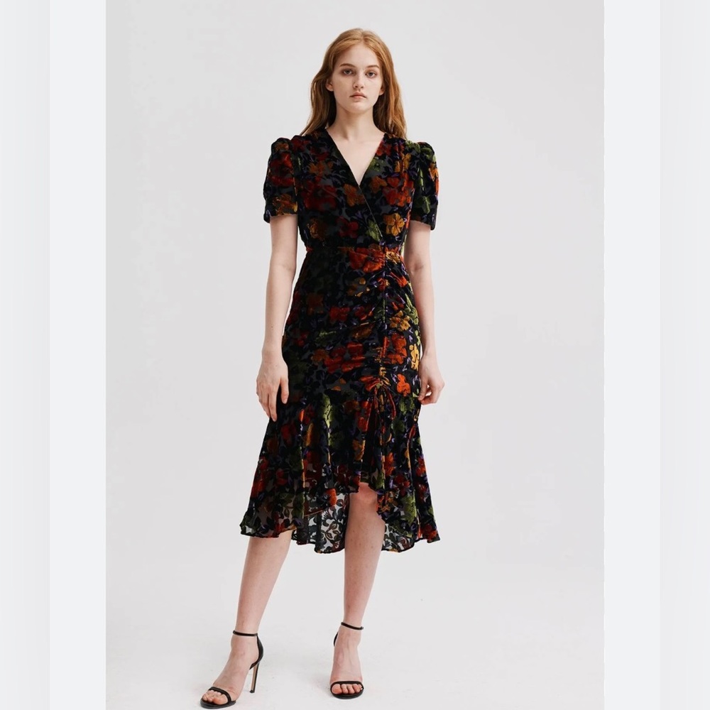 NWT Milly Gynn Velvet Floral Burnout Dress - Party/Coktail (Size 6)